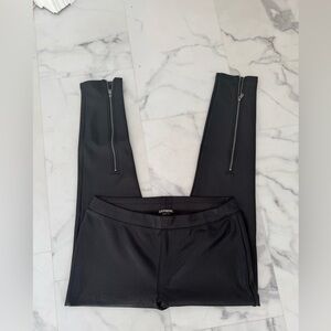 Express Black back Zippered Leggings leather faux pants size L